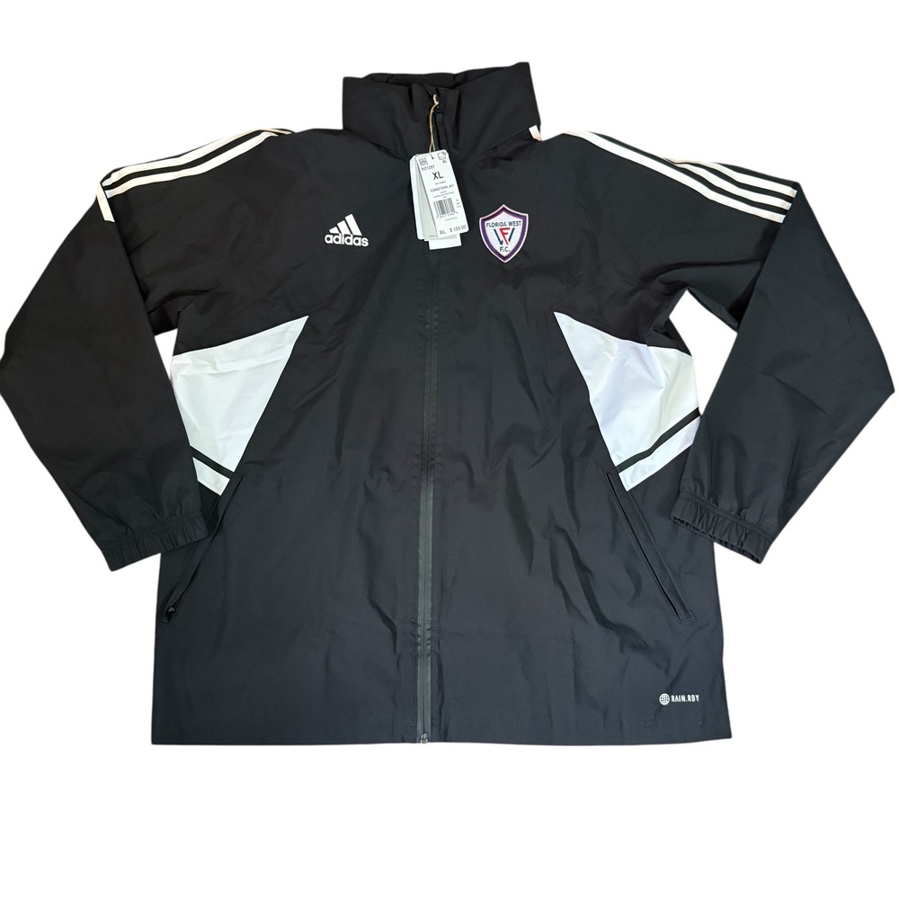 Adidas‎ CON22 Rain Jacket XL Black Florida West FC Soccer Coat Mens